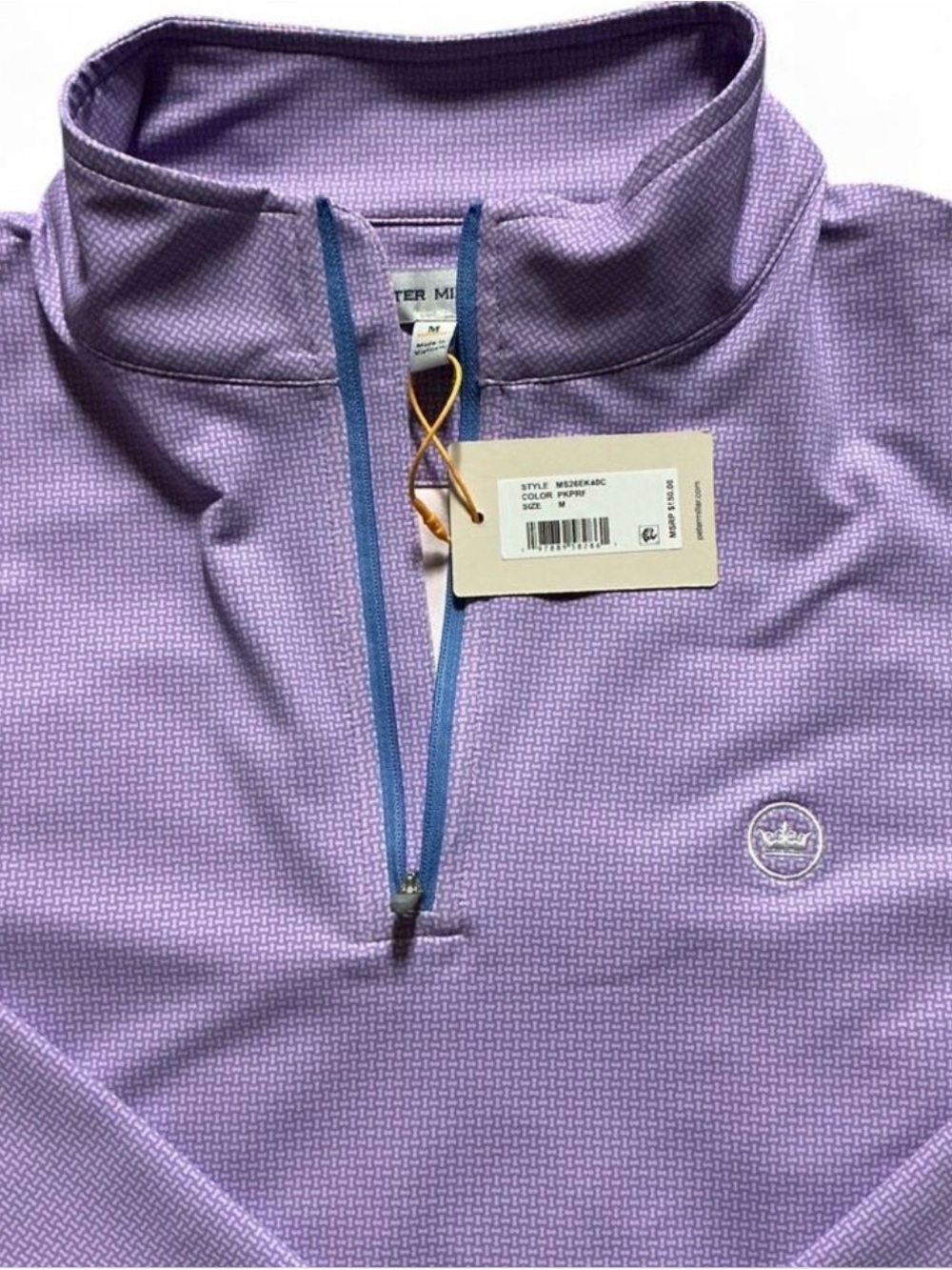 Peter Millar Gingham Quarter-Zip [MS26EK40C] Lilac & Purple NWT Medium